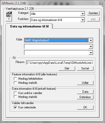 data og informationer til fil dialogboks